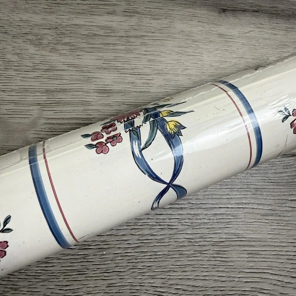 Borden Vinyl Coated Wallpaper Roll White Floral Country Stripe Prepasted WC4252